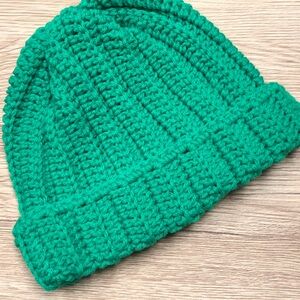 Green beanie handmade #M-109